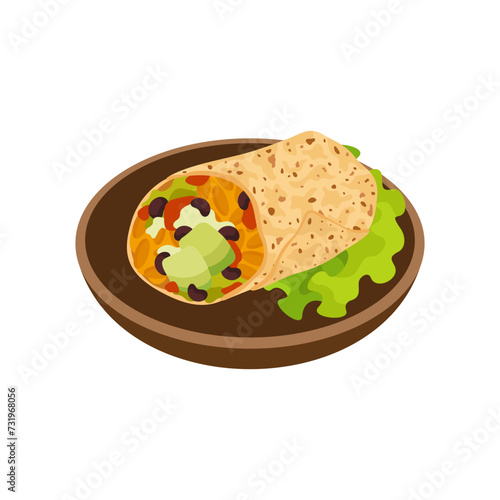 Vegan Burrito plant based food vector illustration