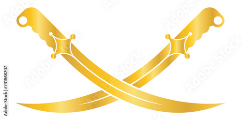 Pair Of Traditional Turkish Swords Vector Illustration.