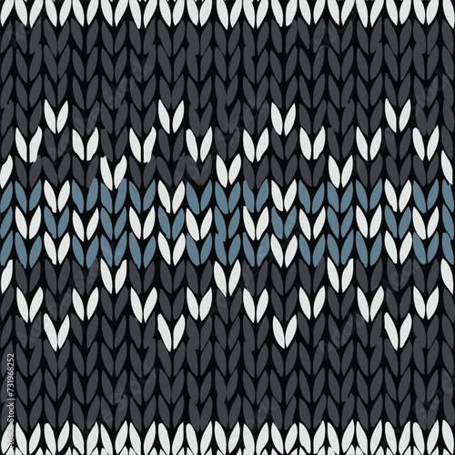 Fair isle style hand made vector knitted seamless pattern