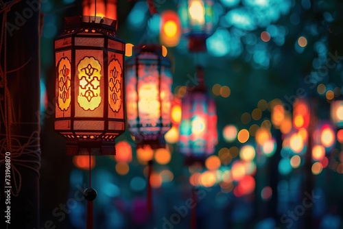 Taiwan Lantern Festival , Luminous Landscape: Capture the breathtaking scene of thousands of lanterns illuminating streets, temples, and parks, showcasing the vibrant colors and intricate designs.