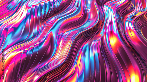 curved background with iridescent metallic coloured waves.