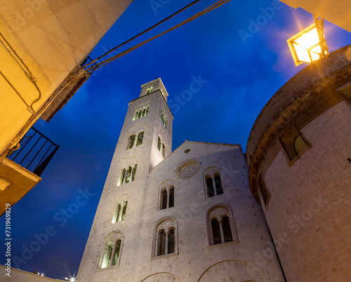 Bari - The portal of Cathedral of Saint Sabinus at dusk. photo