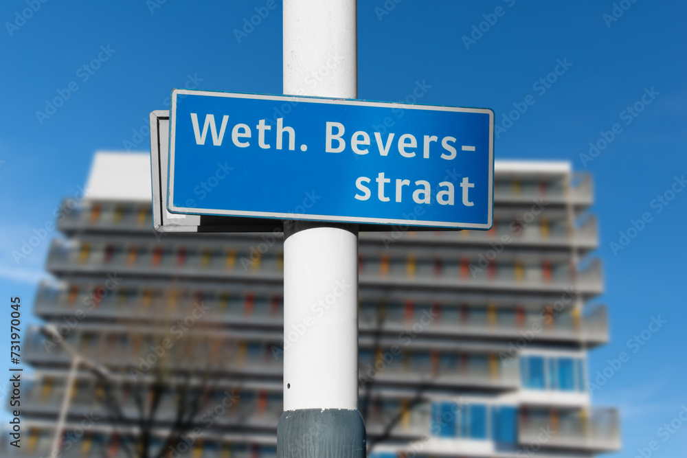 Obraz premium Straßenschild, Weth. Beversstraat, Enschede
