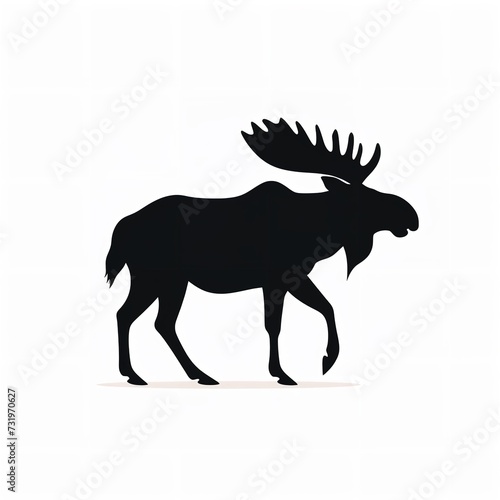 Black Color Silhouette of a Caribou  Simple and Majestic  