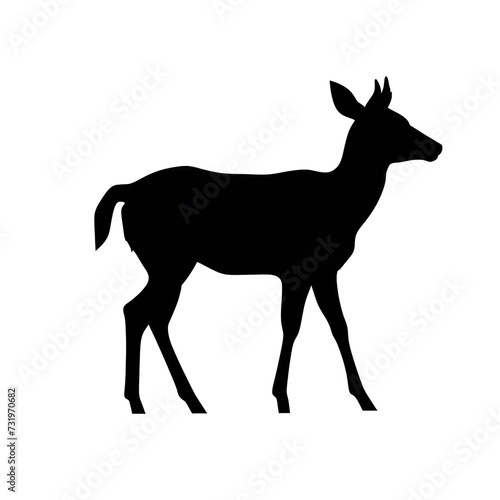 Black Color Silhouette of a Muntjac Deer Simple