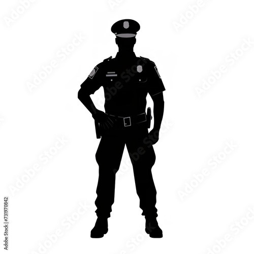 Black Color Silhouette of a Police Officer: Simple and Strong   © zahidcreat0r