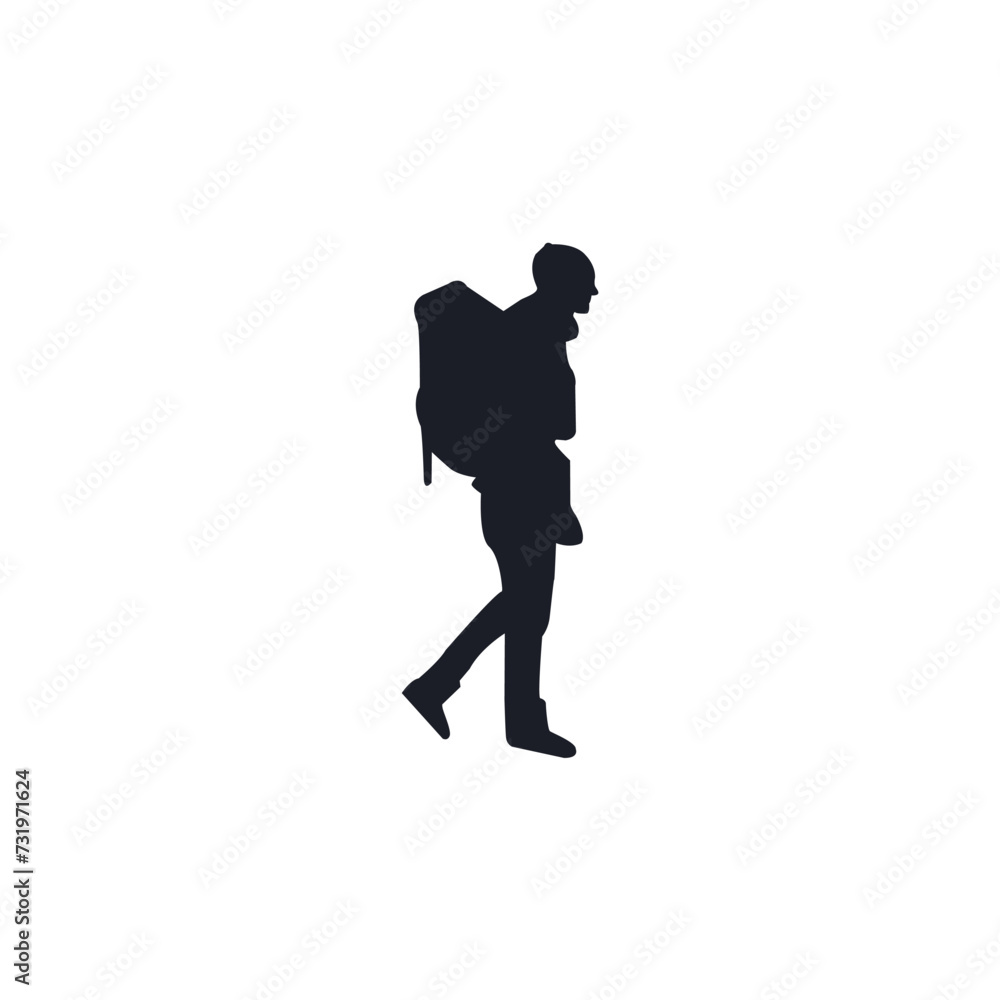 Vector silhouette of a person climbing a mountain carrying a backpack. Vector silhouette of a person climbing a mountain carrying a backpack.