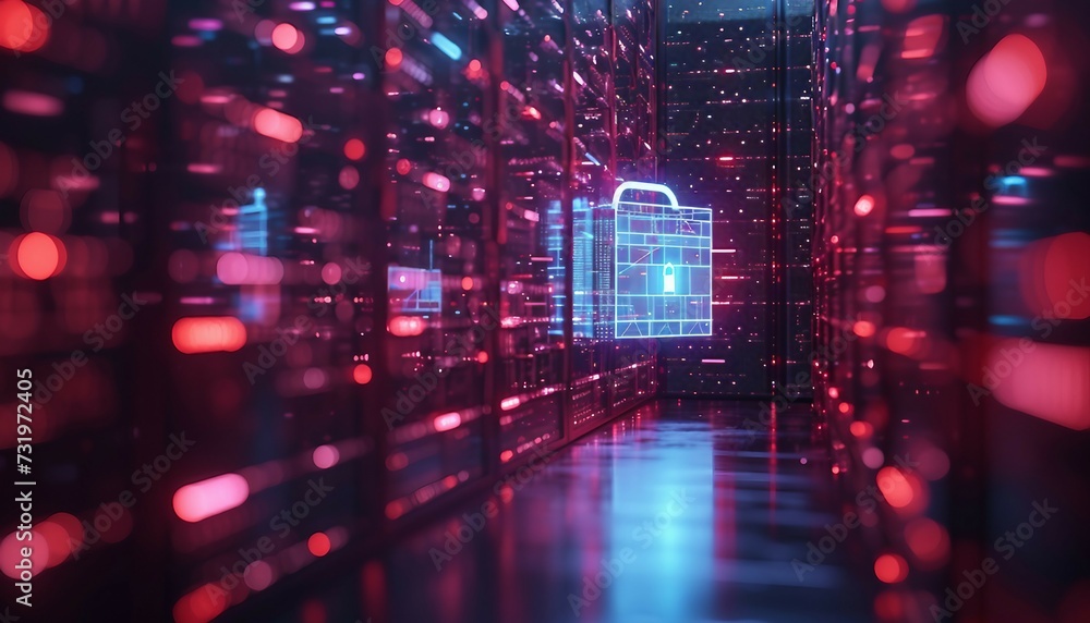 Naklejka premium Secure Financial Document Storage Solutions, the importance of secure storage for financial documents with an image showing encrypted digital archives or locked file cabinets, AI 