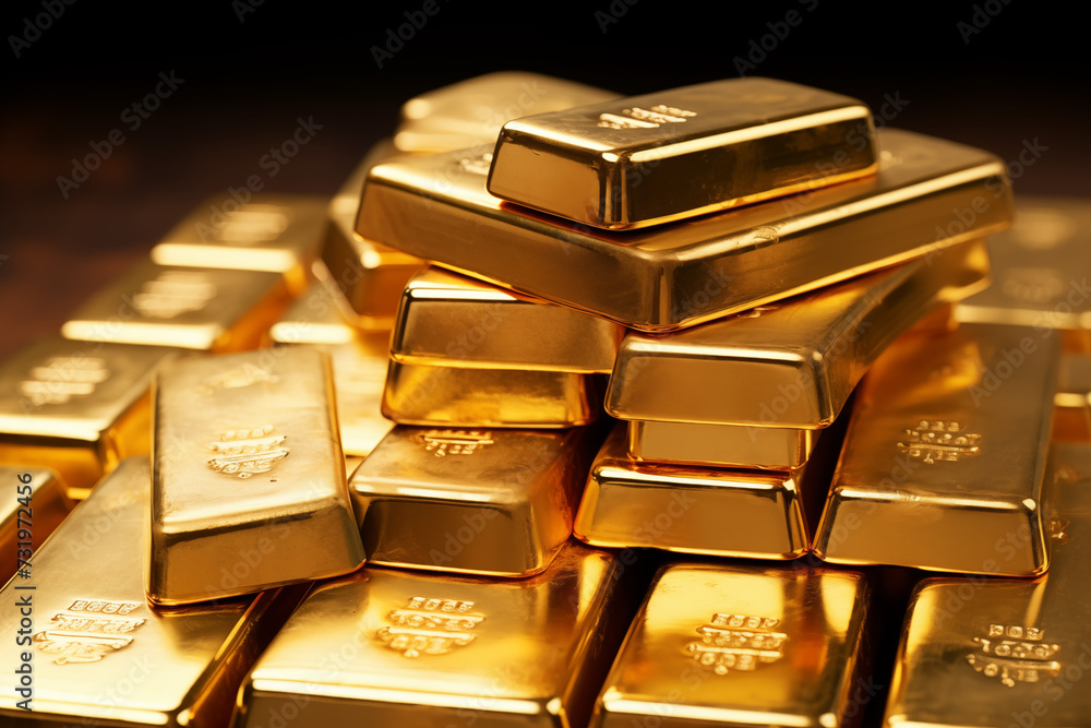 piles of gold bullion bars staked isolated on black background piles of gold bullion bars staked isolated on black background