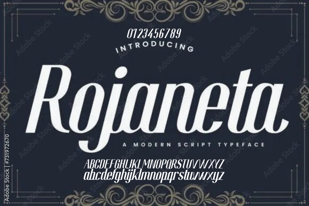 Elegant and modern sans serif alphabet font uppercase and number fonts victorian typeface