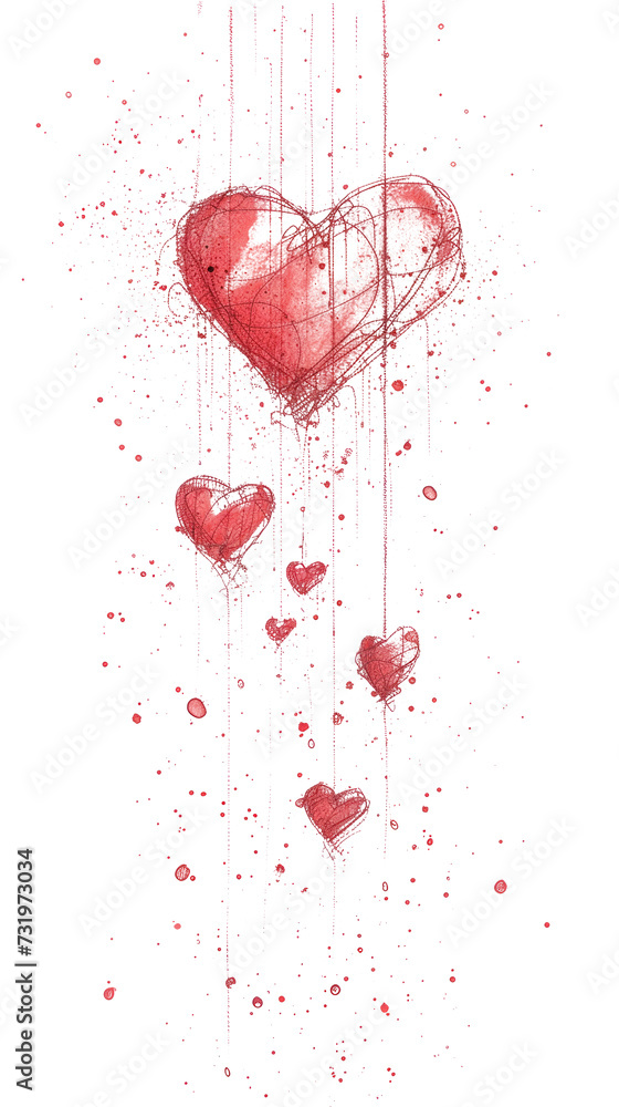 Drawing of Hearts on Transparent Background
