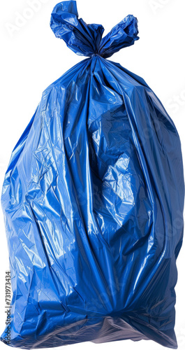 Blue Trash Bag on a Transparent Background