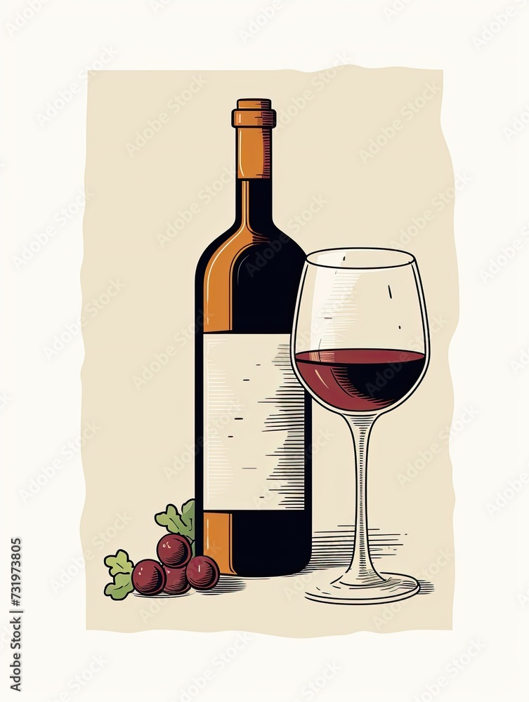 simple wine illustration. may be used for wine menu cover. 