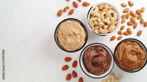 Bowls of Hazelnut, Cashew, and Almond Butter
