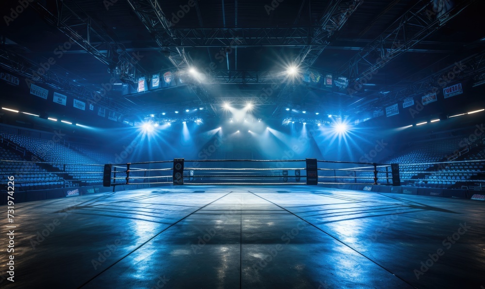 The Illuminated Empty Boxing Ring