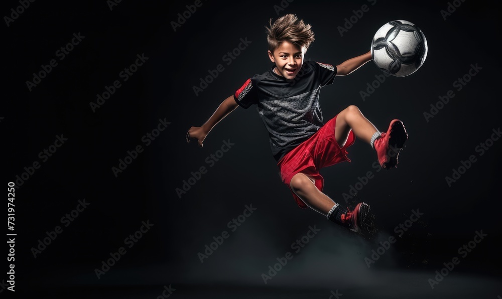 Young Man Kicking Soccer Ball