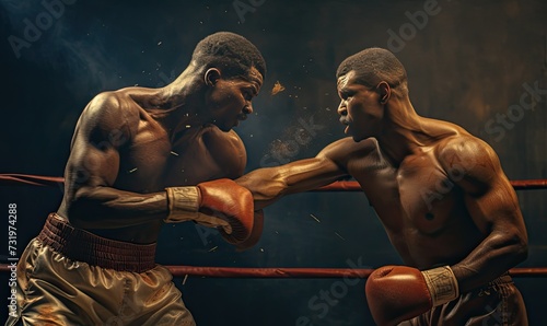 Two Men Boxing in a Boxing Ring © uhdenis