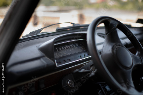 Retro auto.  White Lada 2101. Sunny summer day.