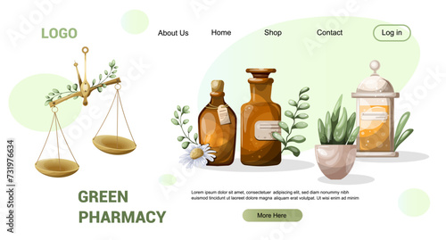 Pharmacy products homeopathy web page template natural medicines