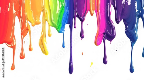 Colorful Rainbow Color Acrylic Paint Flowing