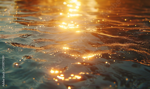 water background with sun rays reflected from the sur