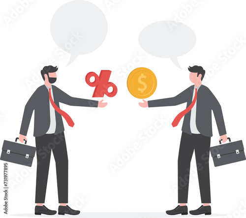 Investment profit earnings. interest rate or dividends percentage, offer discount or sal.

