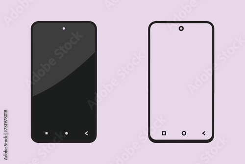 Selfie photo line icons, phone icon vector illustration