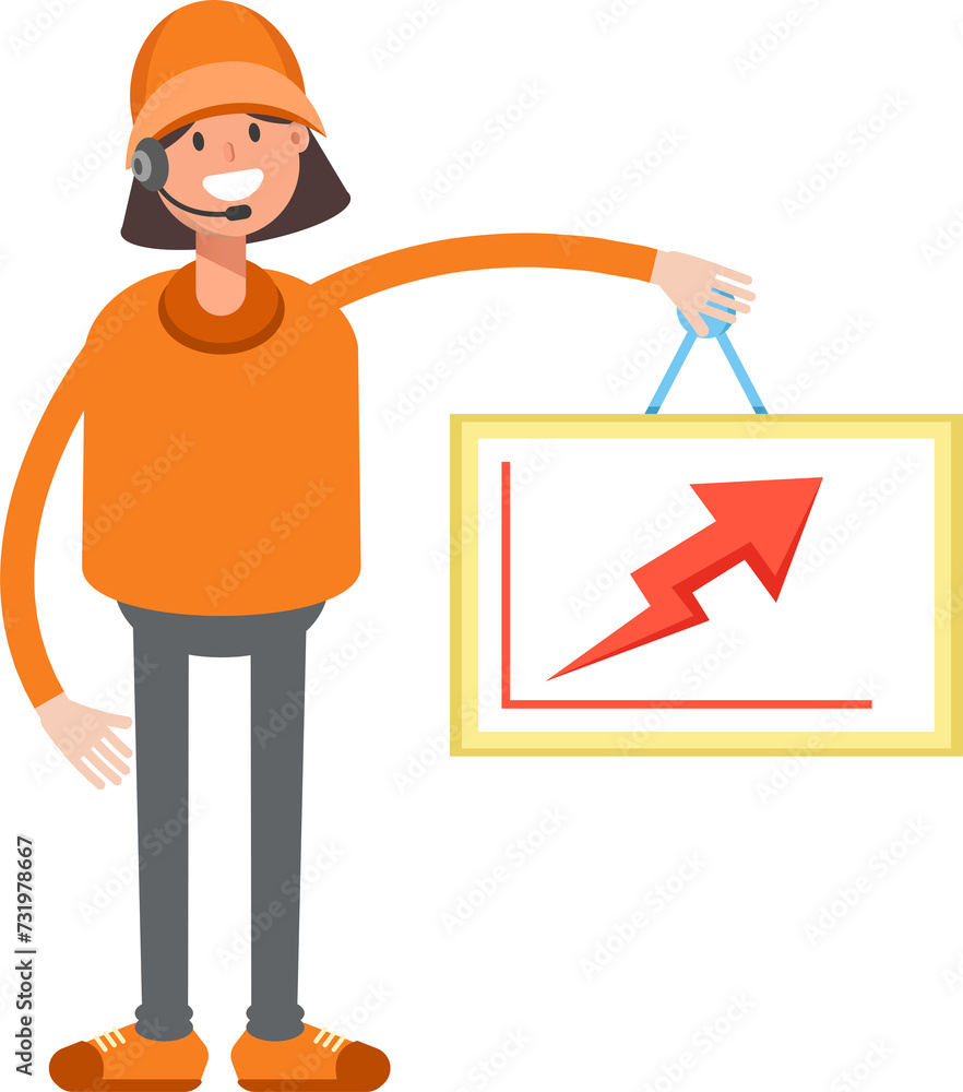 Customer Service Girl Character Holding Arrow Chart
Customer Service Girl Character Holding Arrow Chart