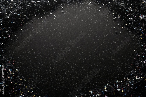 metallic glitter black wallpaper background empty space on center of frame cinematic