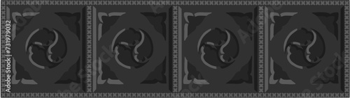 Gothic balustrade stylized drawing. Stone decorated wall illustration. Medieval ornamented railing; vector