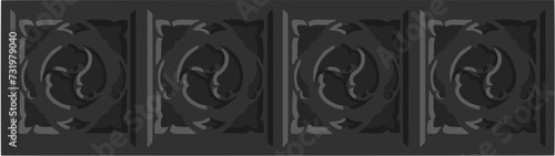 Gothic balustrade stylized drawing. Stone decorated wall illustration. Medieval ornamented railing; vector