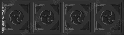 Gothic balustrade stylized drawing. Stone decorated wall illustration. Medieval ornamented railing; vector