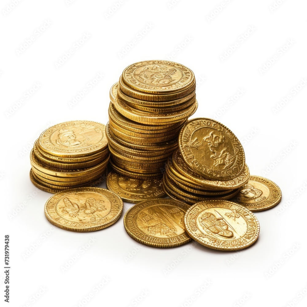 pile of coins isolated on white. pile of coins isolated on white.