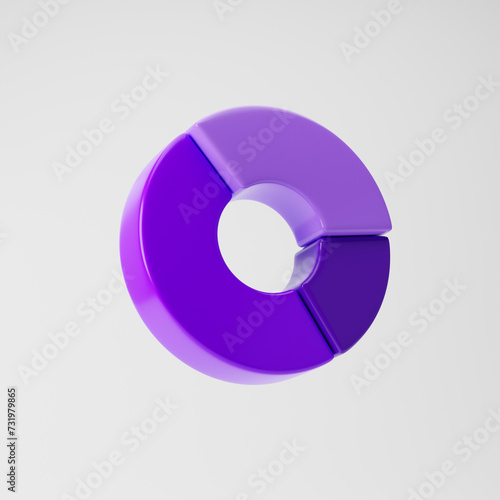 Obraz na płótnie Pie chart icon isolated over white background. 3d rendering.
