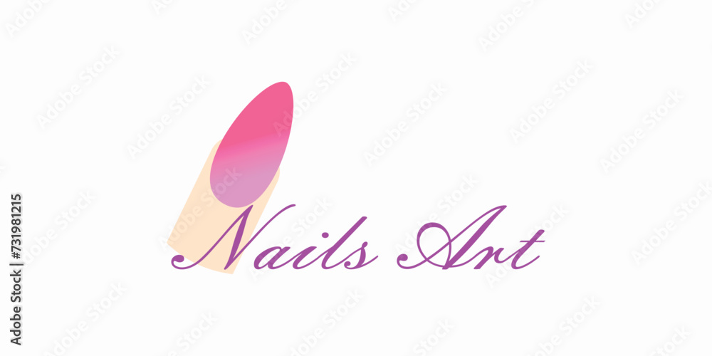 nail art beauty logo design with creative consept premium vektor