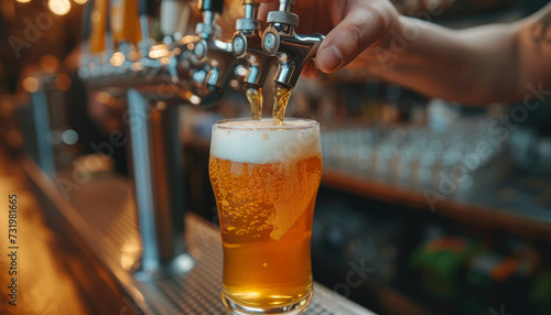 close up on tapping a beer in pub,generative ai