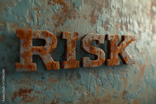 word RISK made of rusty steel