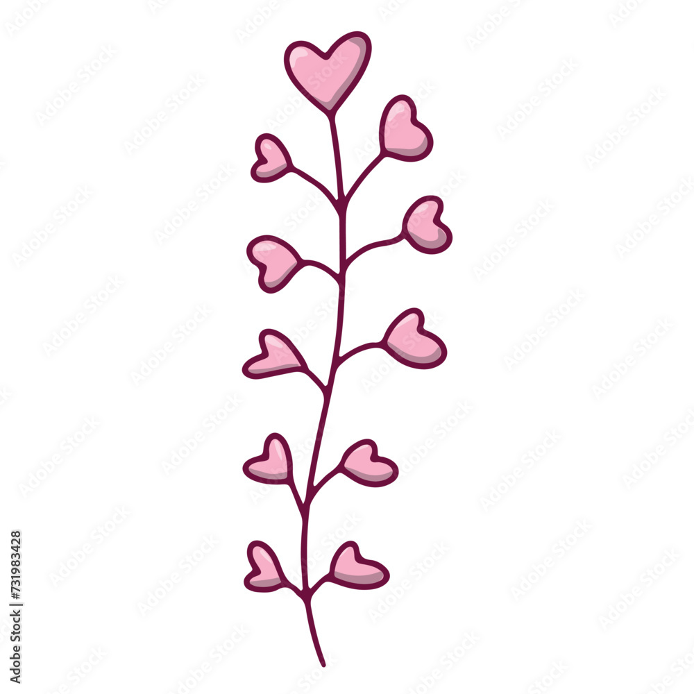 Pink twig leaves in the shape of a heart. Vector is isolated. On a white background. Pink twig leaves in the shape of a heart. Vector is isolated. On a white background.