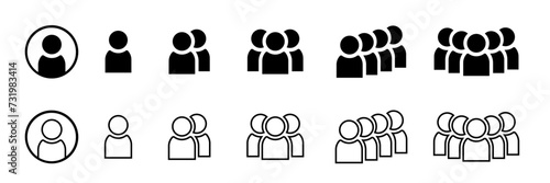 People icon set in trendy flat style. People, account symbol.