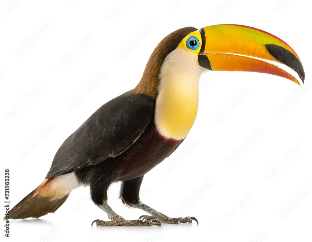 Fototapeta premium Tukane stehend isoliert auf weißen Hintergrund, Freisteller