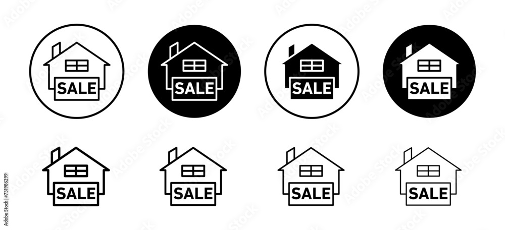 House for sale vector icon set collection. House for sale Outline flat Icon.