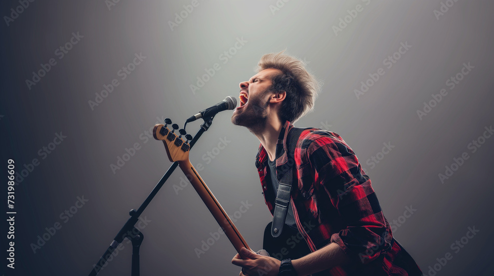Obraz premium Rock Anthem: Guitarist Captivating the Stage