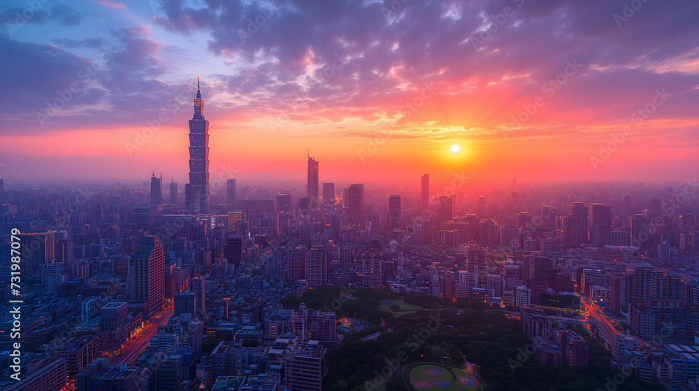 Fototapeta premium sunrise over the city