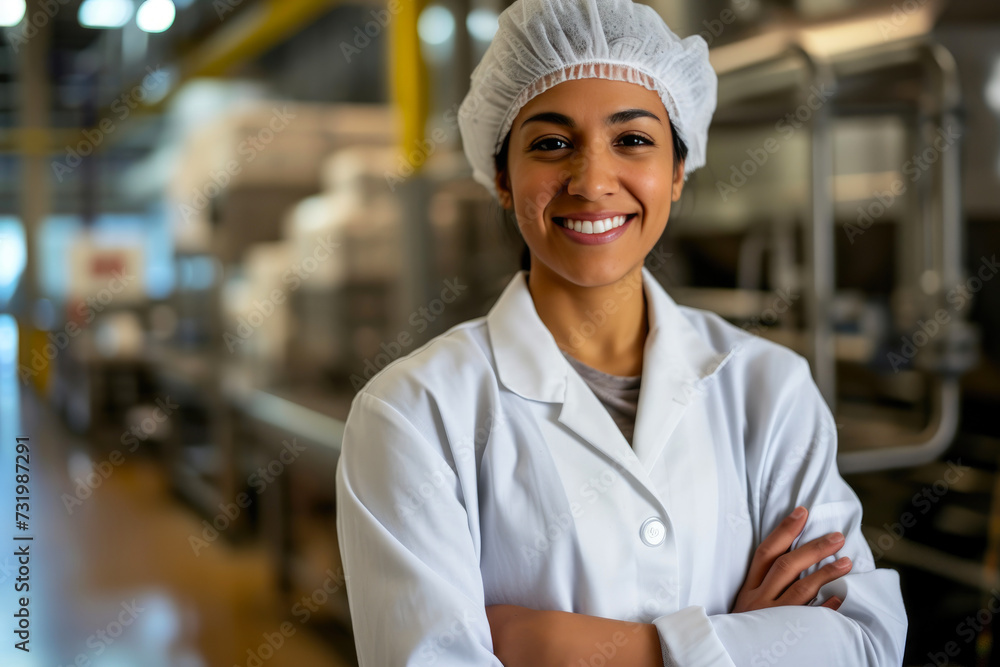 Confident Female Food Scientist in Lab Coat Confident Female Food Scientist in Lab Coat