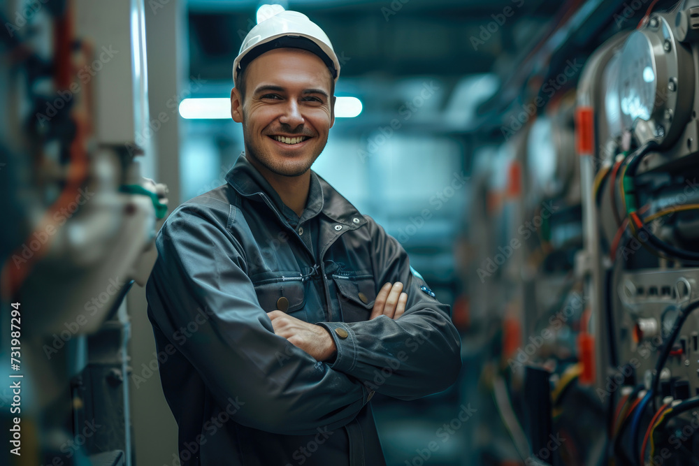 Confident Electric Engineer in Action Confident Electric Engineer in Action