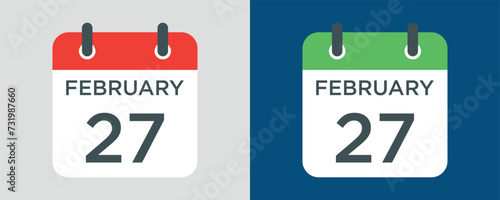 calendar - February 27 icon illustration isolated vector sign symbol