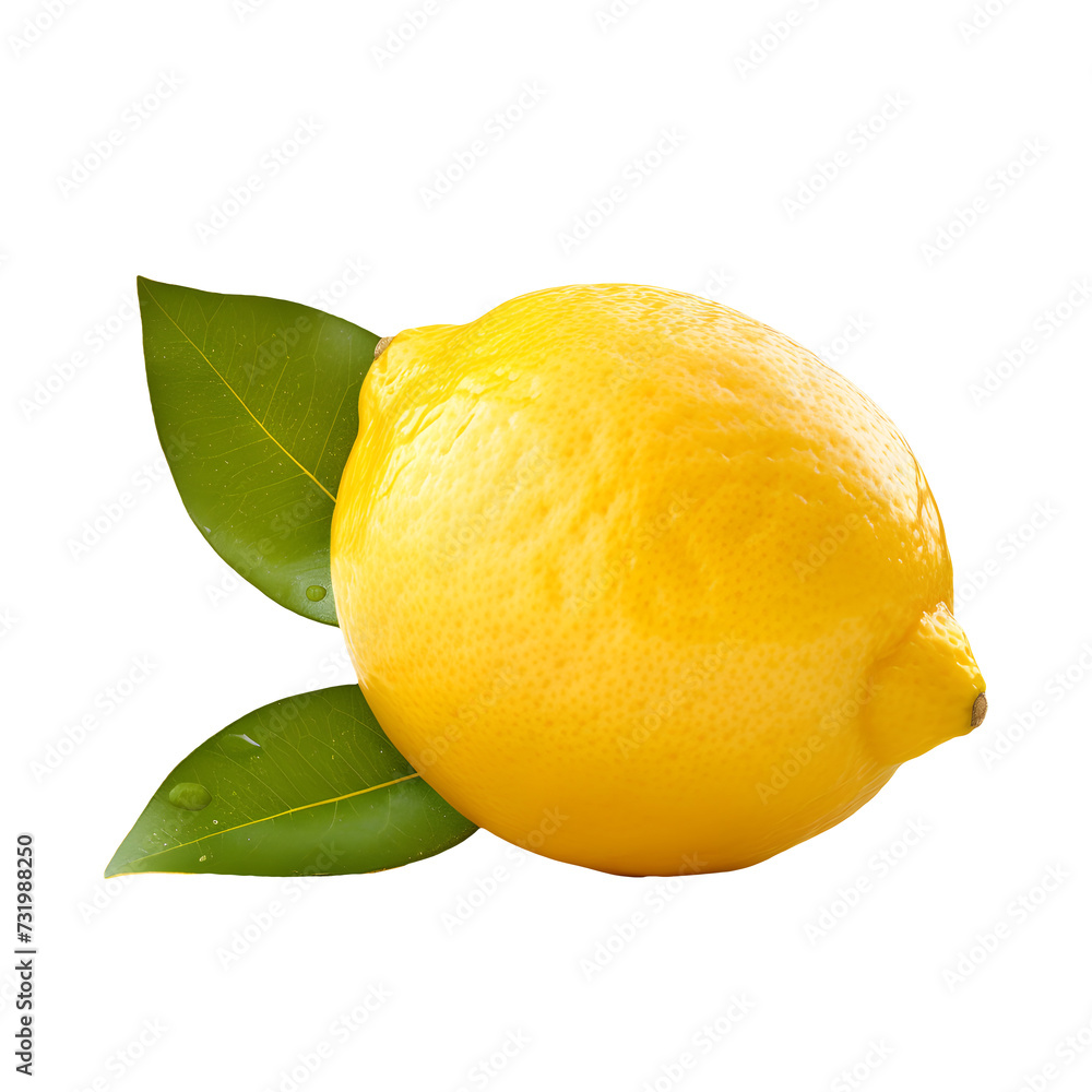 Close-up photo of fresh and tasty yellow lemon without background 