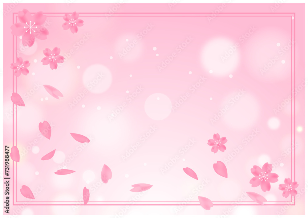 桜の花が美しい春の桜フレーム背景37桜色