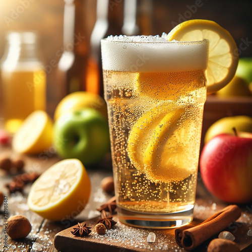 glass of juice with lemon