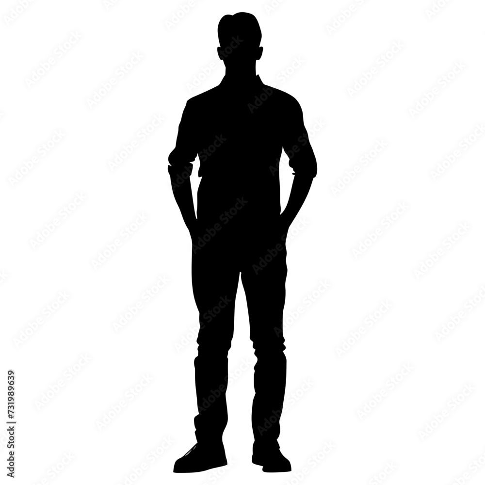 Silhouette man full body black color only